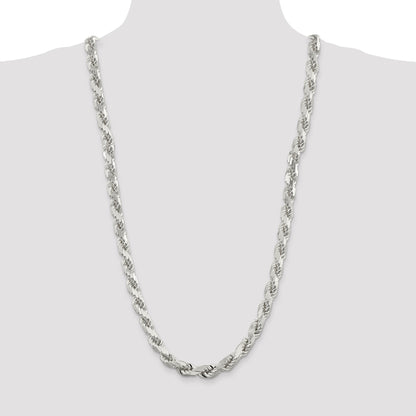 Sterling Silver 9.0mm Diamond-cut Rope Chain