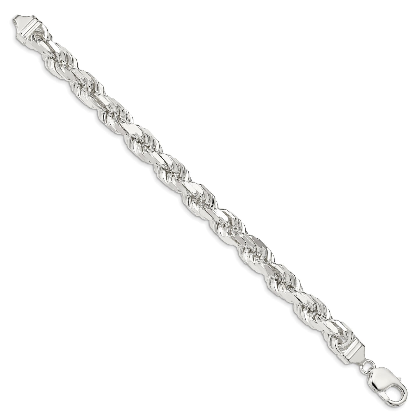 Sterling Silver 9.0mm Diamond-cut Rope Chain