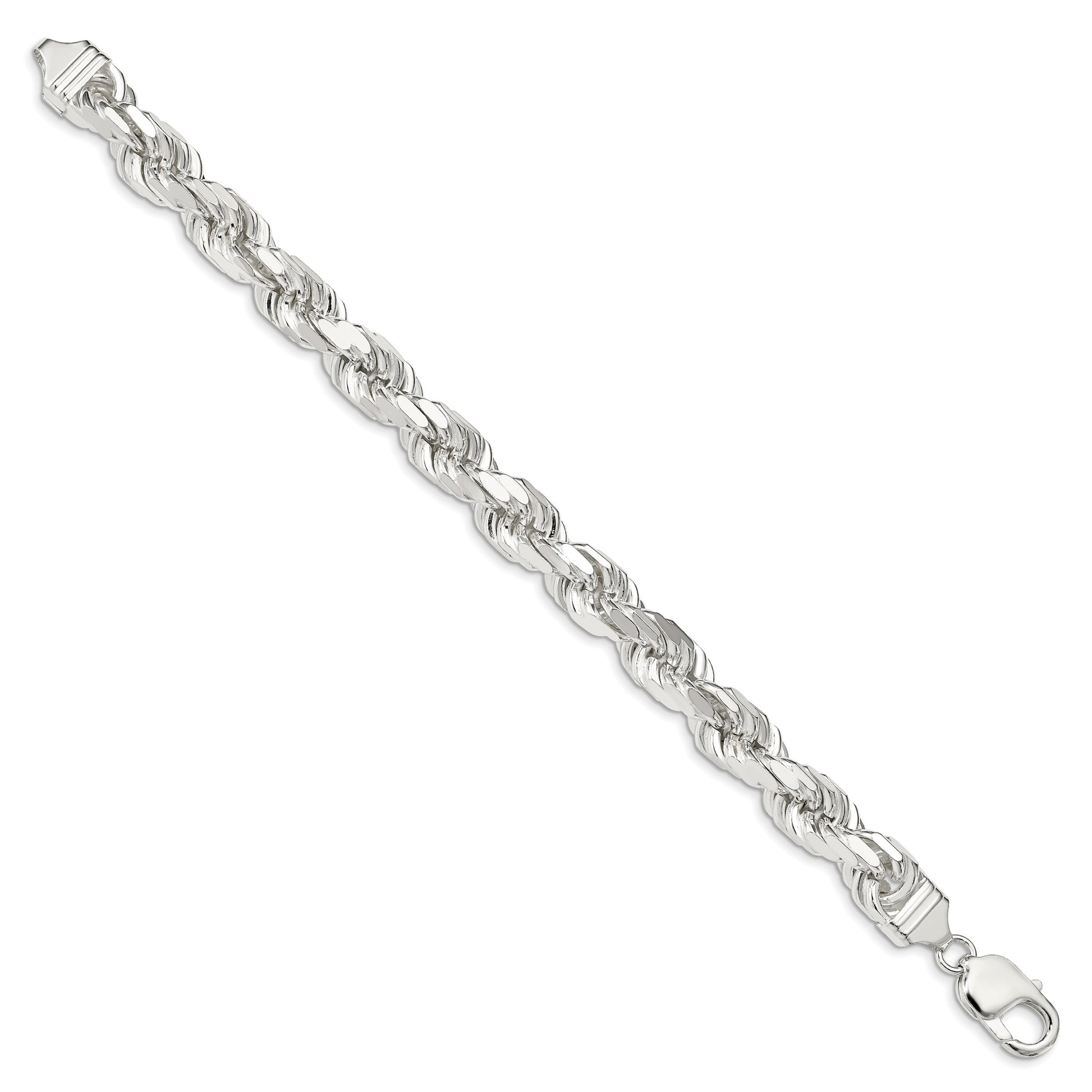 Sterling Silver 9.0mm Diamond-cut Rope Chain