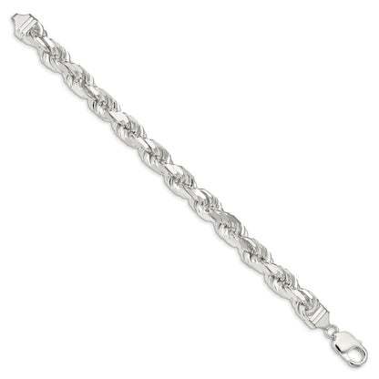 Sterling Silver 9.0mm Diamond-cut Rope Chain