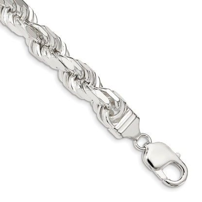 Sterling Silver 9.0mm Diamond-cut Rope Chain