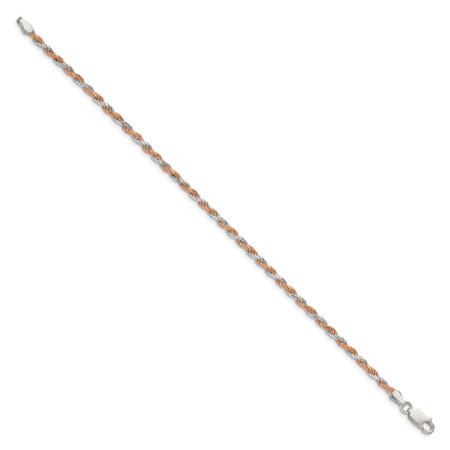 Sterling Silver And Rose Vermeil 2.5mm Diamond-cut Rope Chain