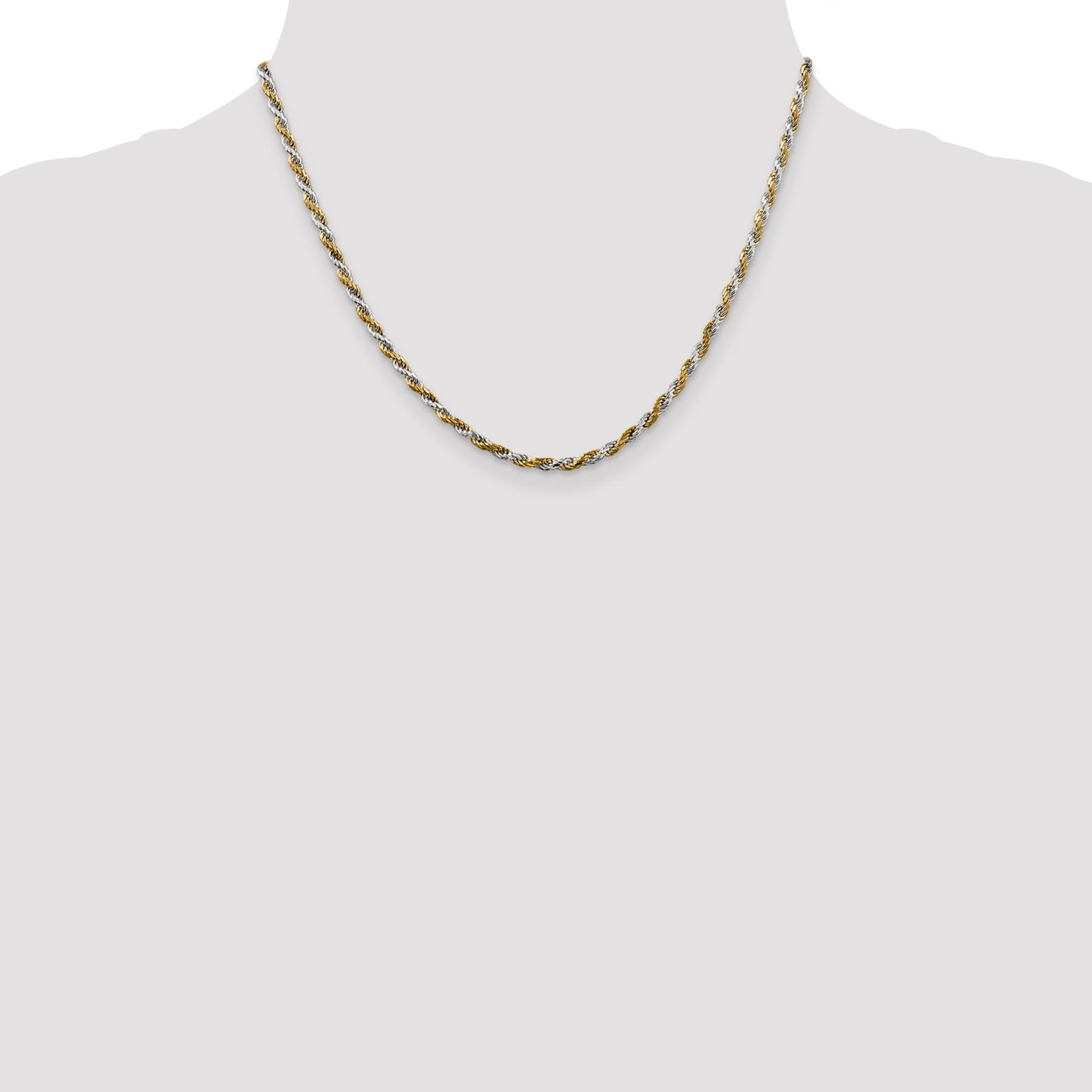 Sterling Silver And Vermeil 2.5mm Diamond-cut Rope Chain