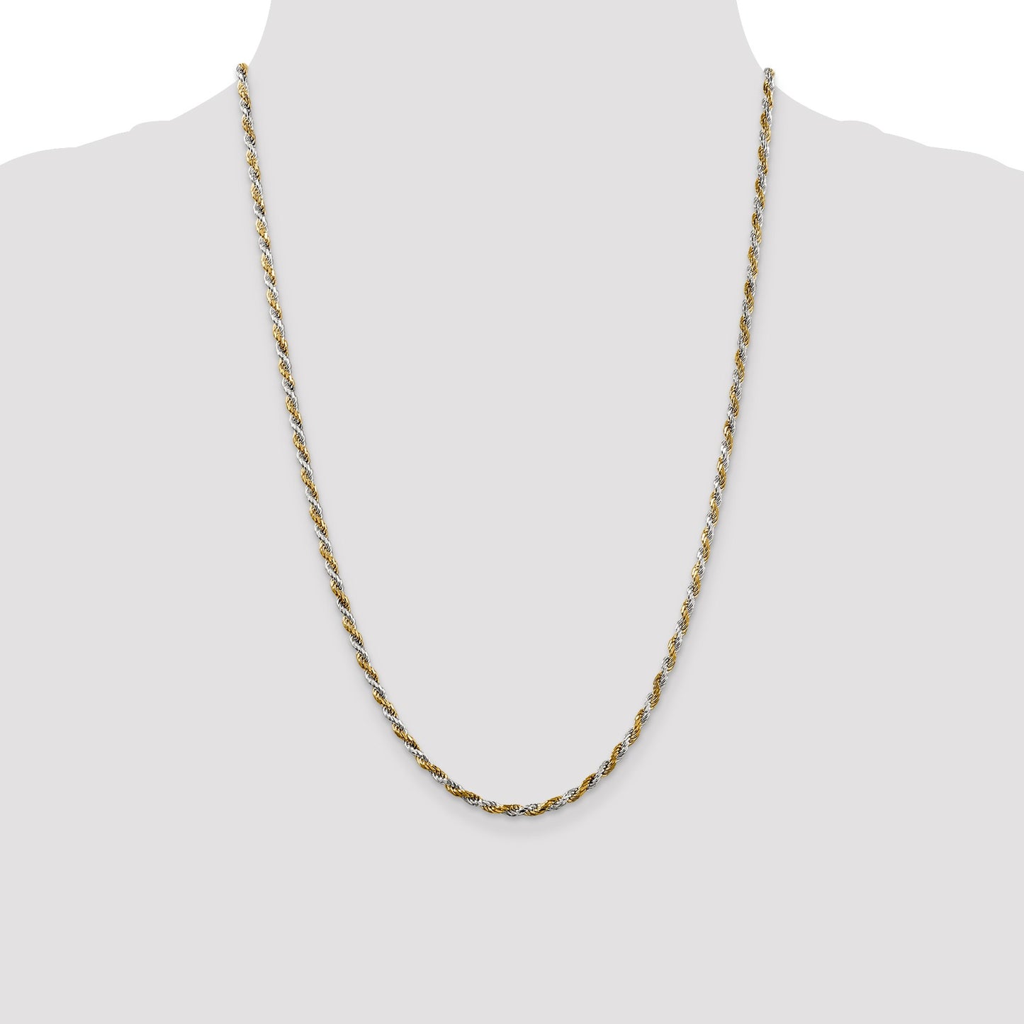 Sterling Silver And Vermeil 2.5mm Diamond-cut Rope Chain