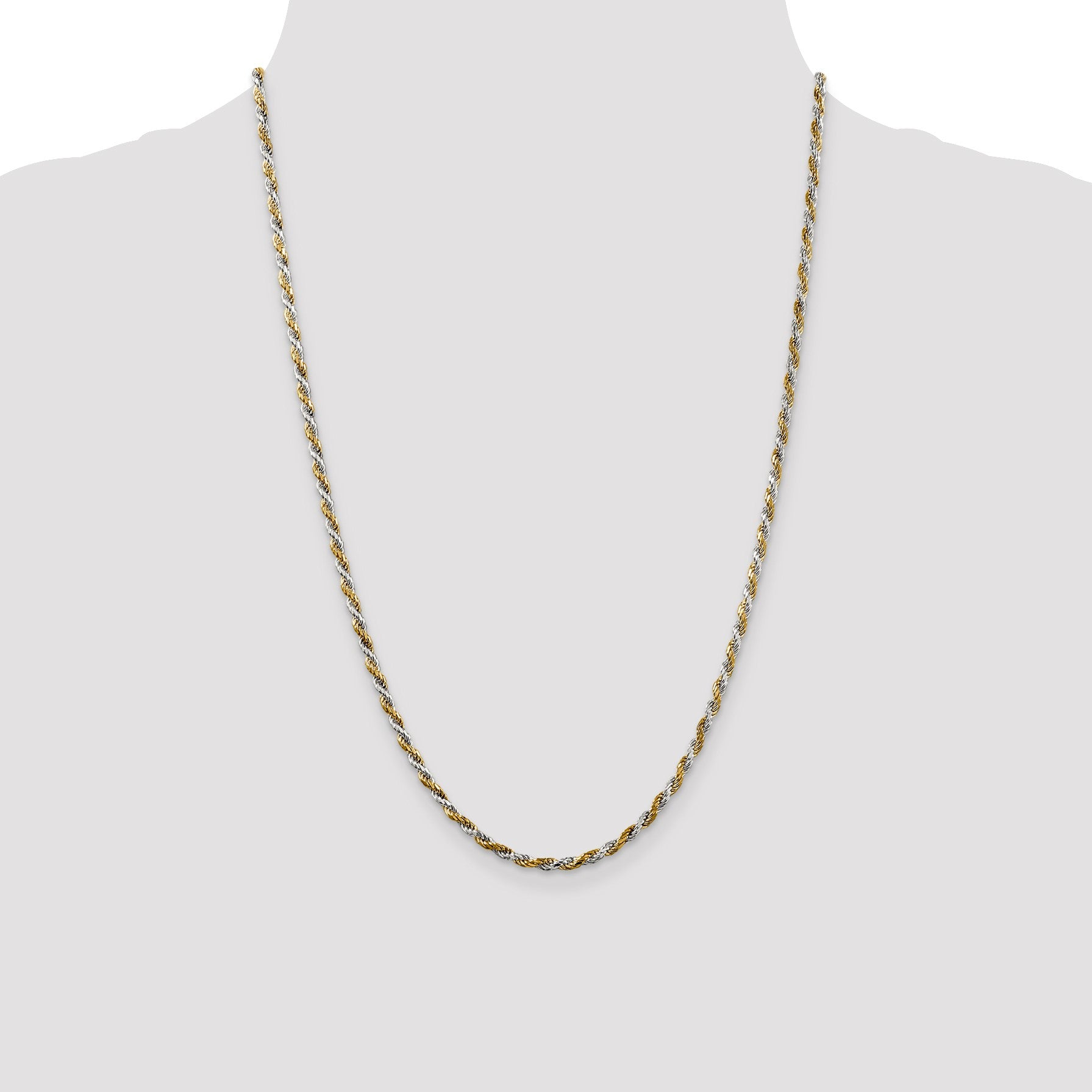 Sterling Silver And Vermeil 2.5mm Diamond-cut Rope Chain