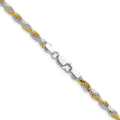 Sterling Silver And Vermeil 3.5mm Diamond-cut Rope Chain