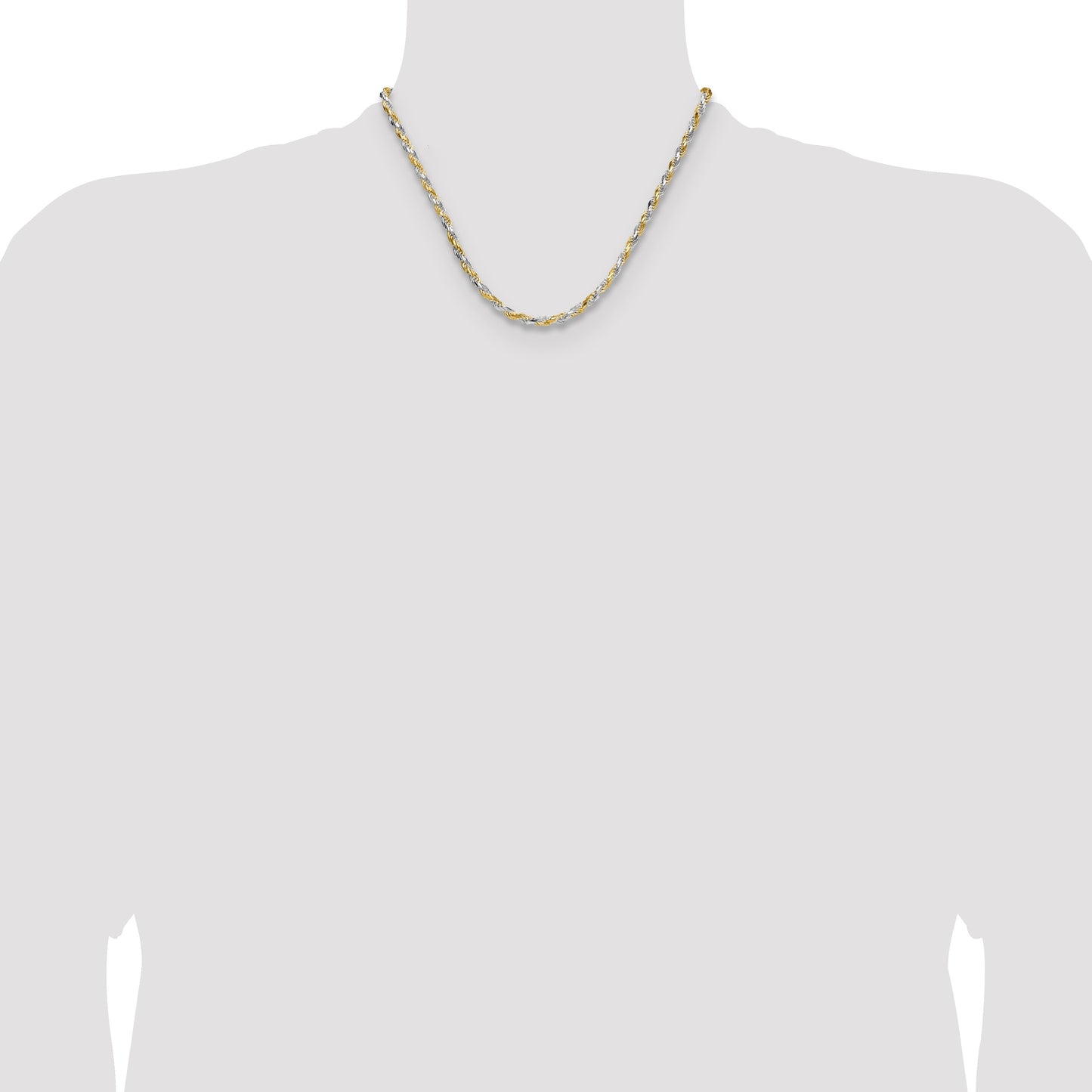 Sterling Silver And Vermeil 3.5mm Diamond-cut Rope Chain