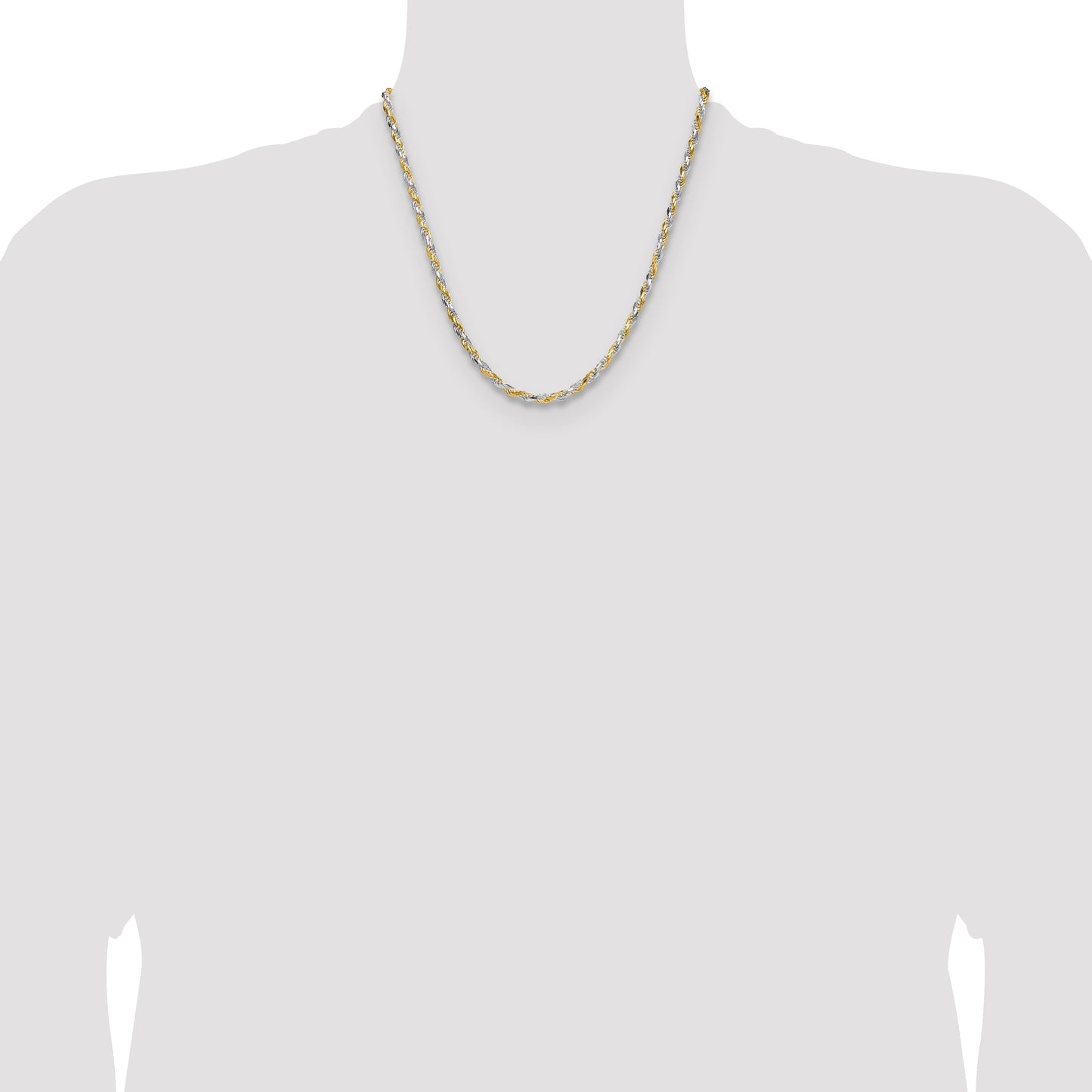 Sterling Silver And Vermeil 3.5mm Diamond-cut Rope Chain
