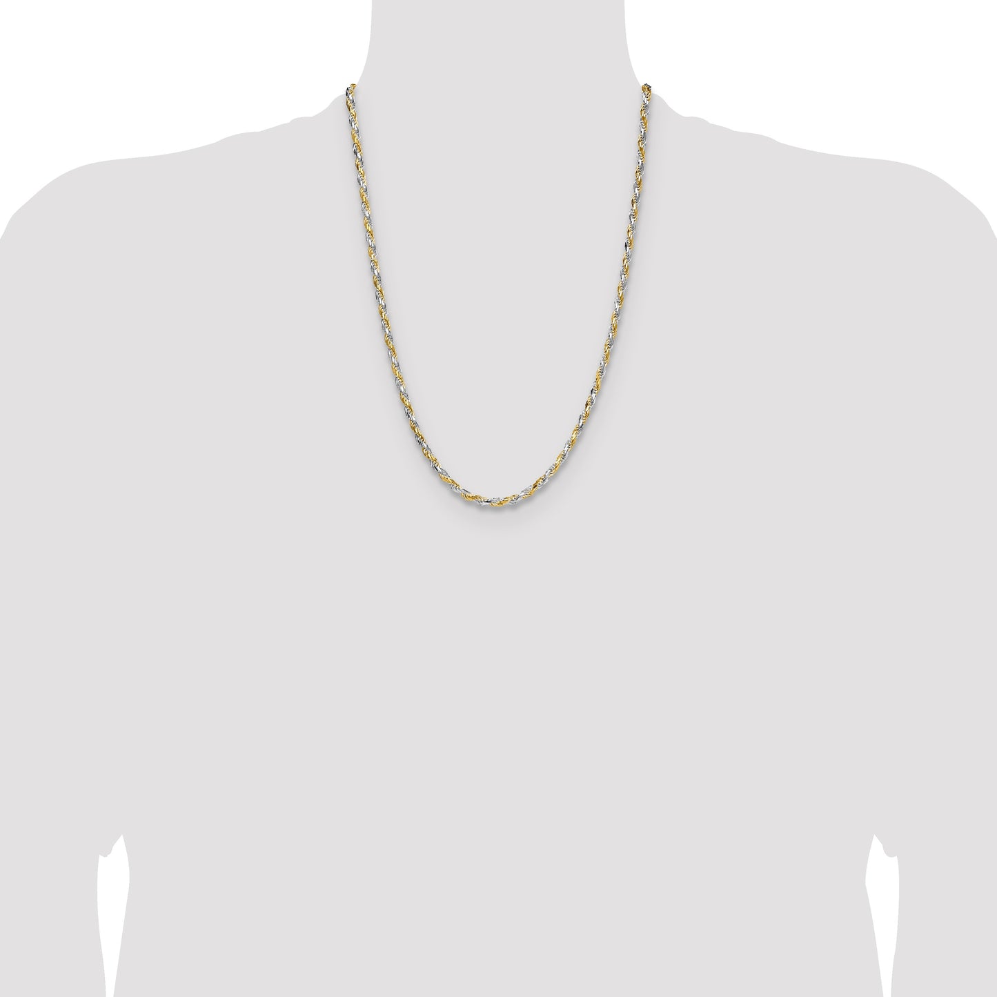 Sterling Silver And Vermeil 3.5mm Diamond-cut Rope Chain