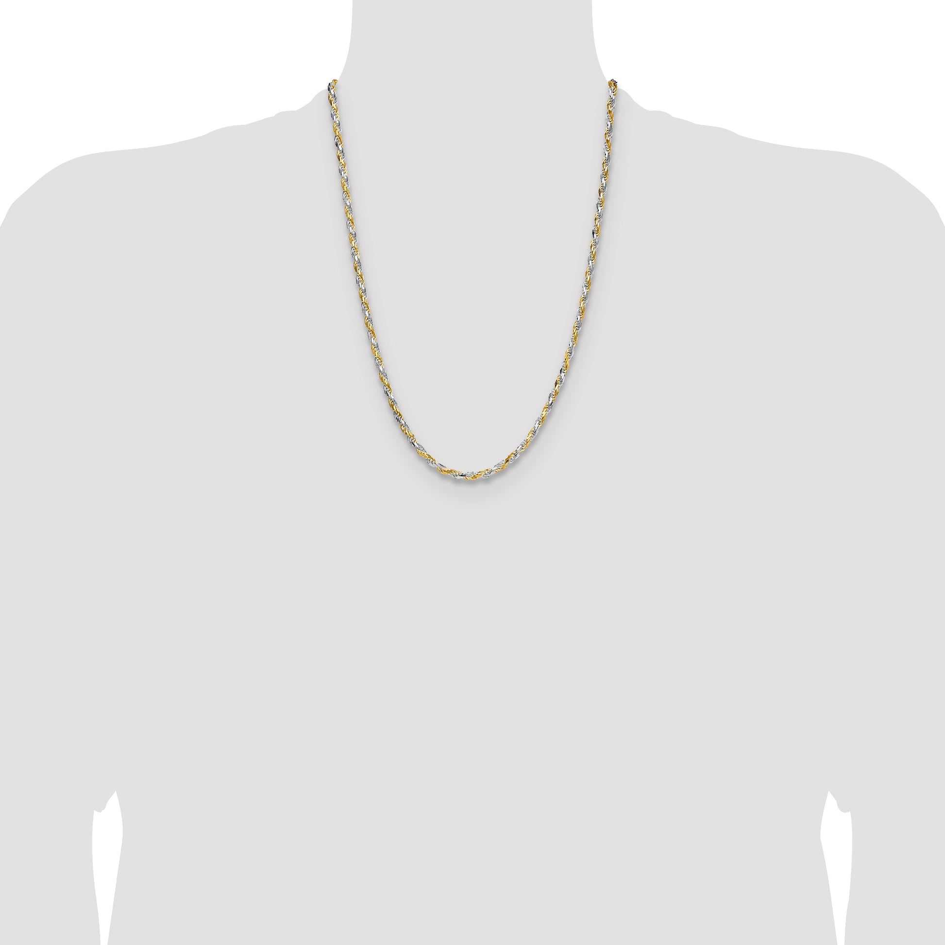 Sterling Silver And Vermeil 3.5mm Diamond-cut Rope Chain