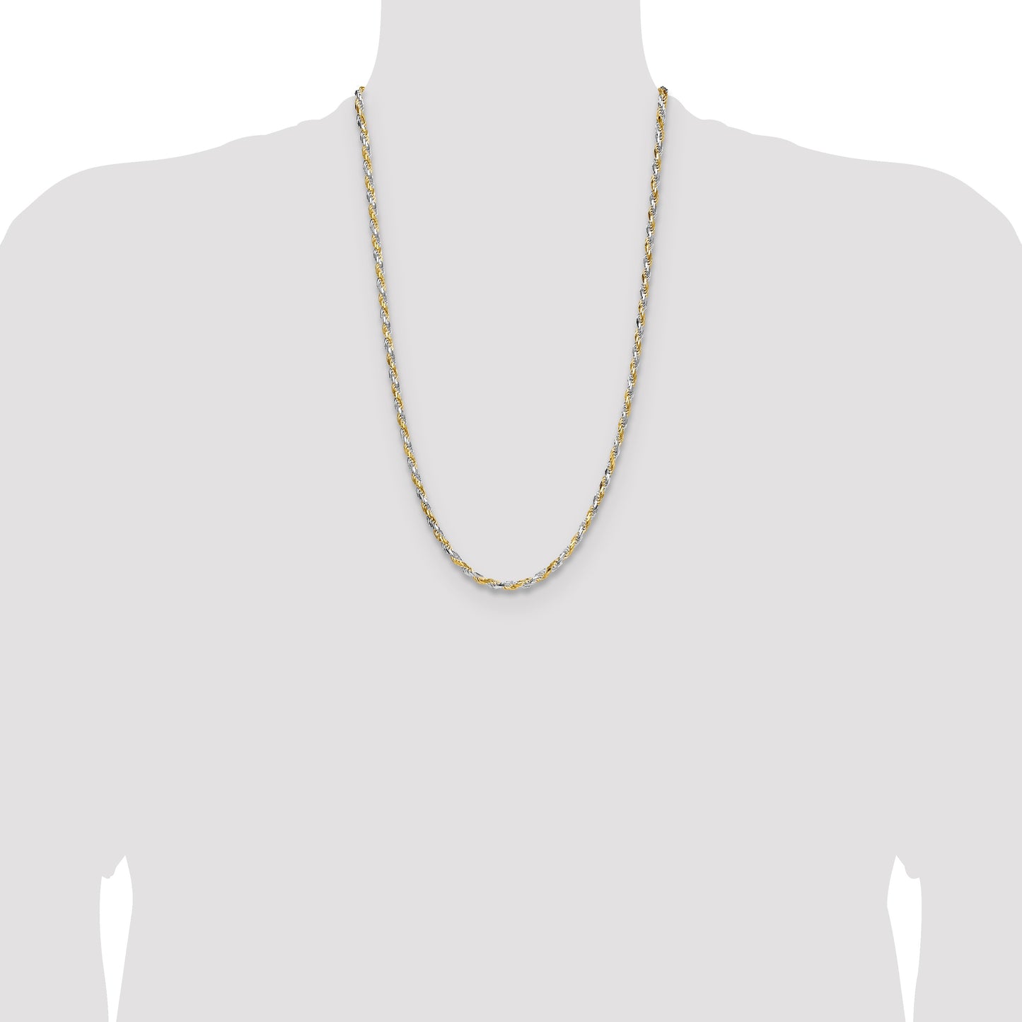 Sterling Silver And Vermeil 3.5mm Diamond-cut Rope Chain