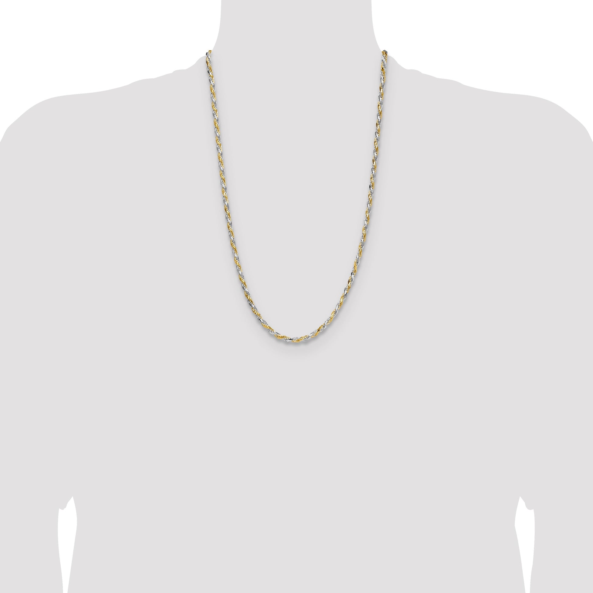 Sterling Silver And Vermeil 3.5mm Diamond-cut Rope Chain