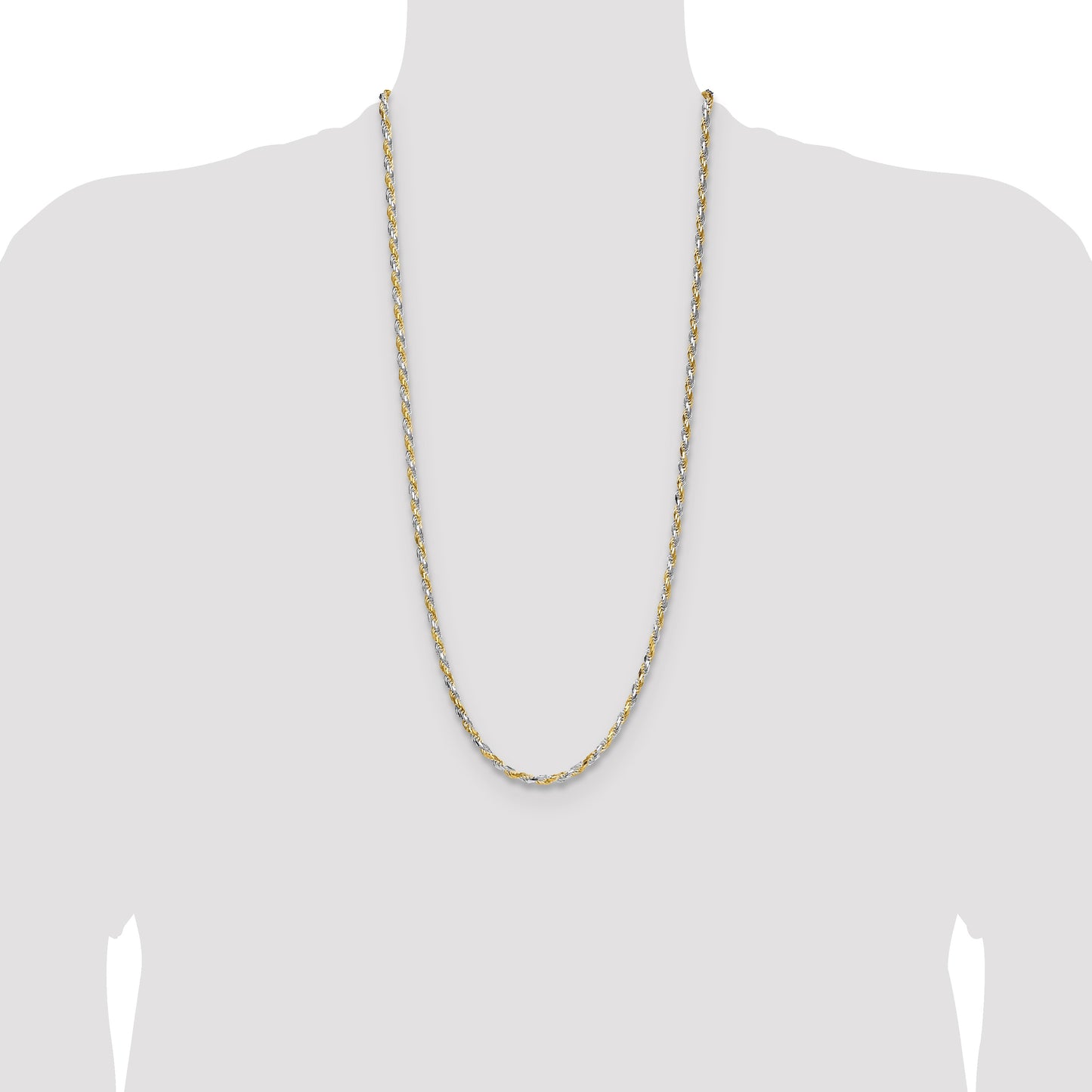 Sterling Silver And Vermeil 3.5mm Diamond-cut Rope Chain