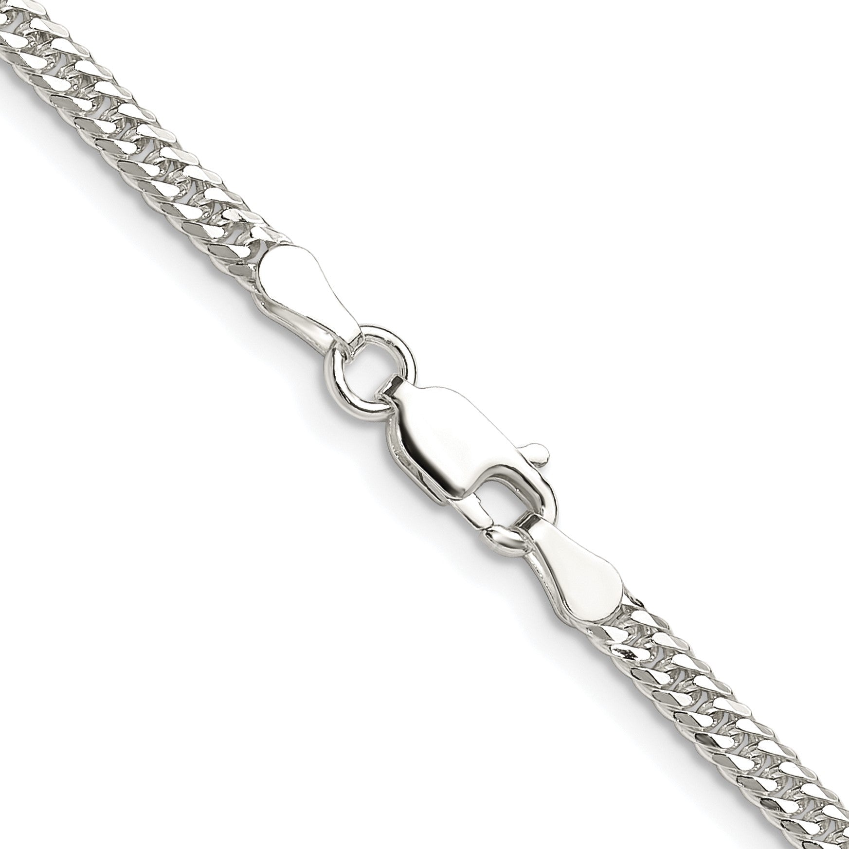 Sterling Silver Rhodium-plated 3.0mm Double Diamond-cut Curb Chain
