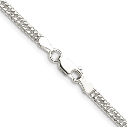 Sterling Silver Rhodium-plated 3.0mm Double Diamond-cut Curb Chain