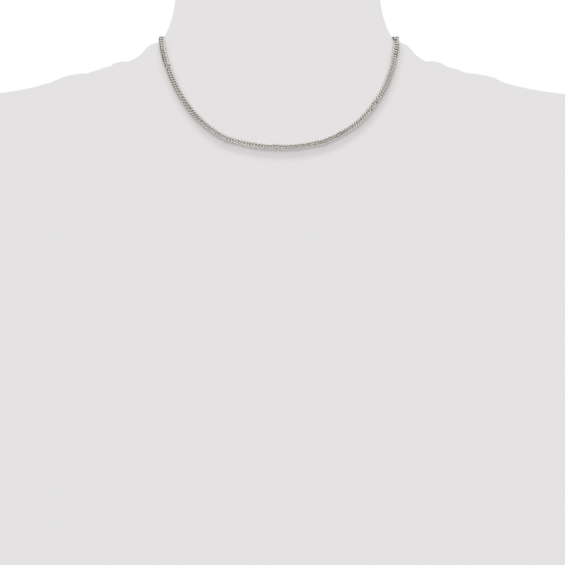 Sterling Silver Rhodium-plated 3.0mm Double Diamond-cut Curb Chain