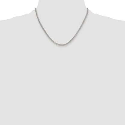 Sterling Silver Rhodium-plated 3.0mm Double Diamond-cut Curb Chain