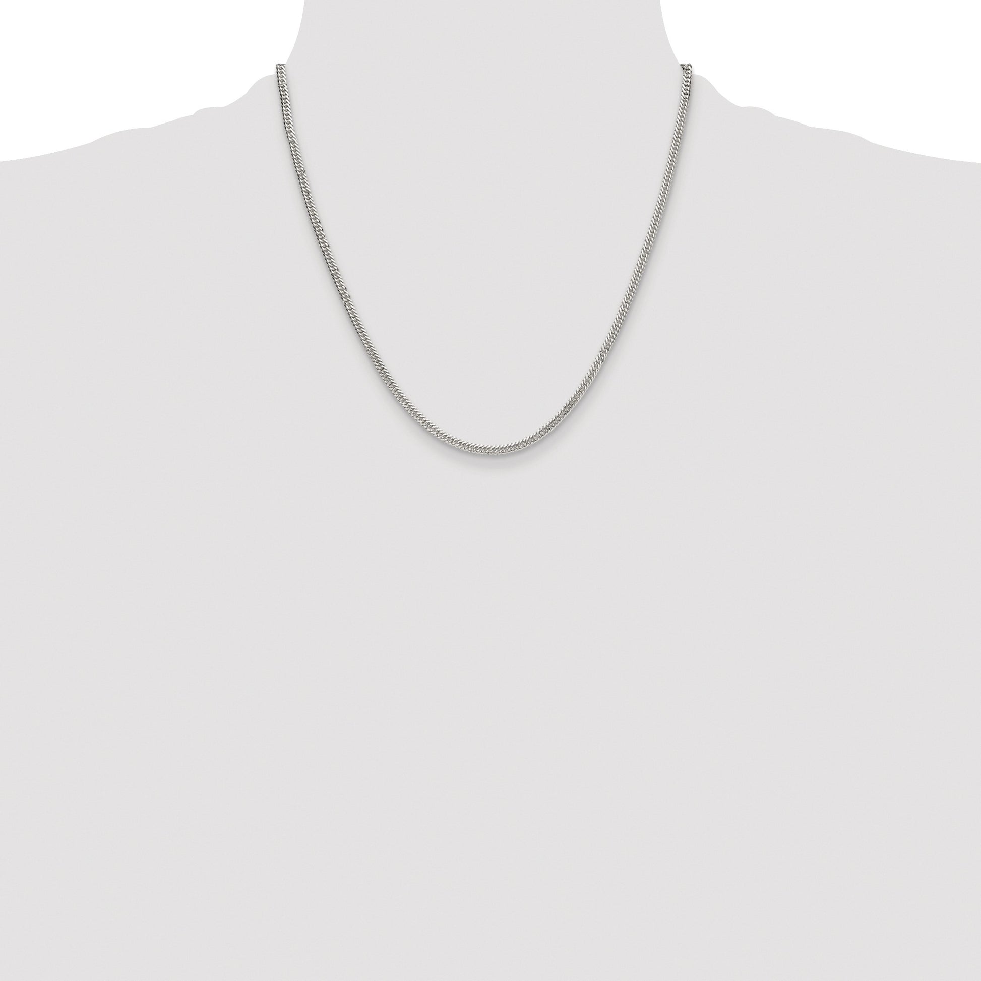 Sterling Silver Rhodium-plated 3.0mm Double Diamond-cut Curb Chain