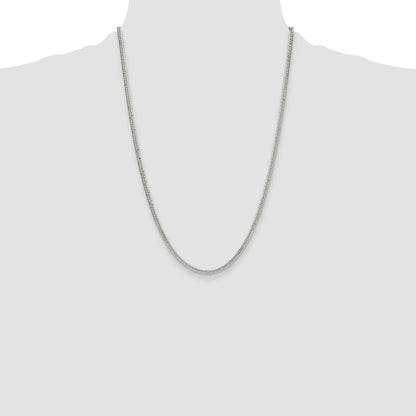 Sterling Silver Rhodium-plated 3.0mm Double Diamond-cut Curb Chain