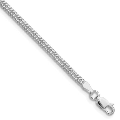 Sterling Silver Rhodium-plated 3.0mm Double Diamond-cut Curb Chain