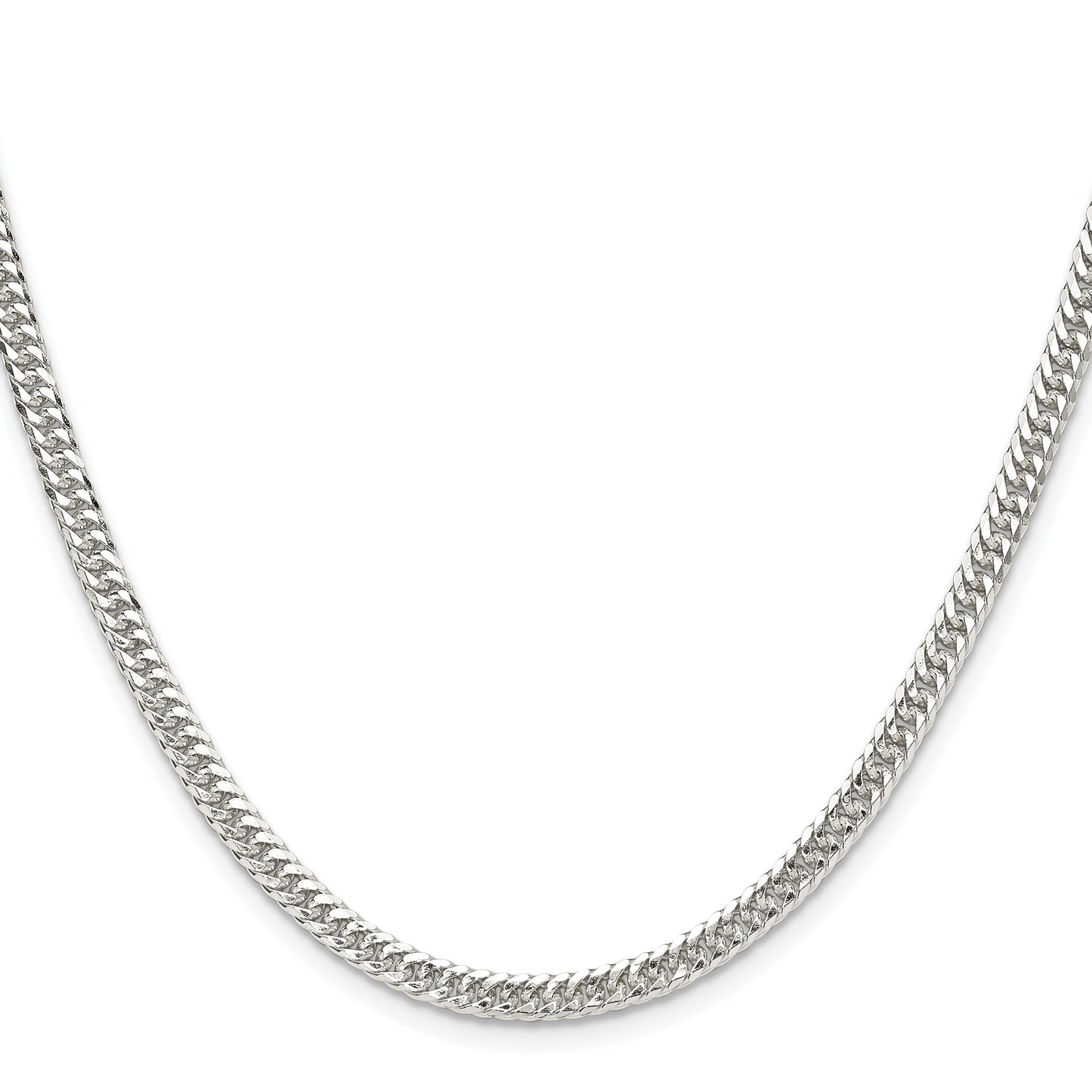 Sterling Silver Rhodium-plated 3.9mm Double Diamond-cut Curb Chain