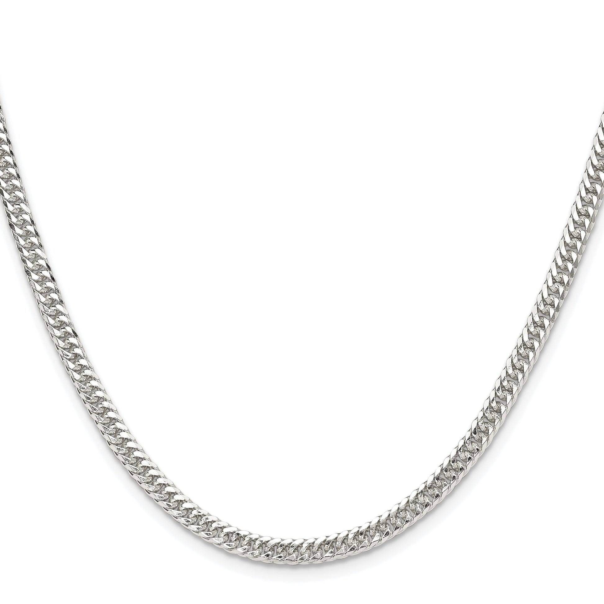 Sterling Silver Rhodium-plated 3.9mm Double Diamond-cut Curb Chain