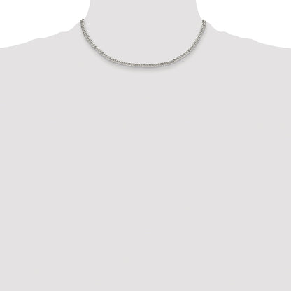 Sterling Silver Rhodium-plated 3.9mm Double Diamond-cut Curb Chain