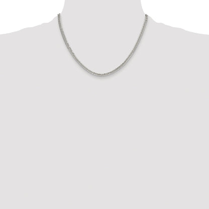 Sterling Silver Rhodium-plated 3.9mm Double Diamond-cut Curb Chain