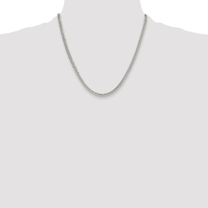 Sterling Silver Rhodium-plated 3.9mm Double Diamond-cut Curb Chain