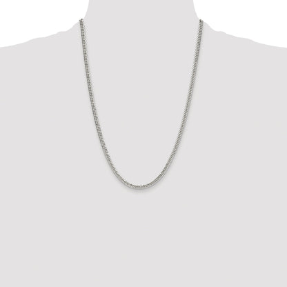 Sterling Silver Rhodium-plated 3.9mm Double Diamond-cut Curb Chain