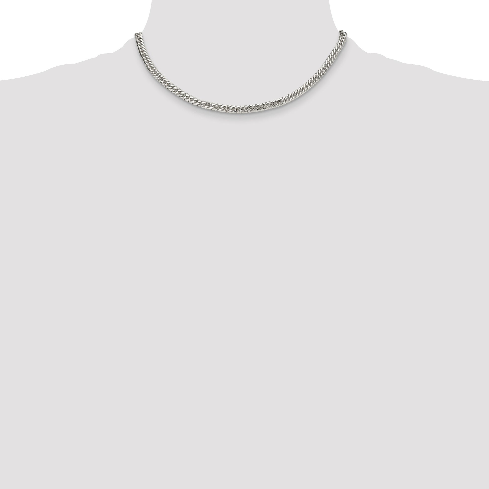 Sterling Silver Polished 4.8mm Double Diamond-cut Curb Chain
