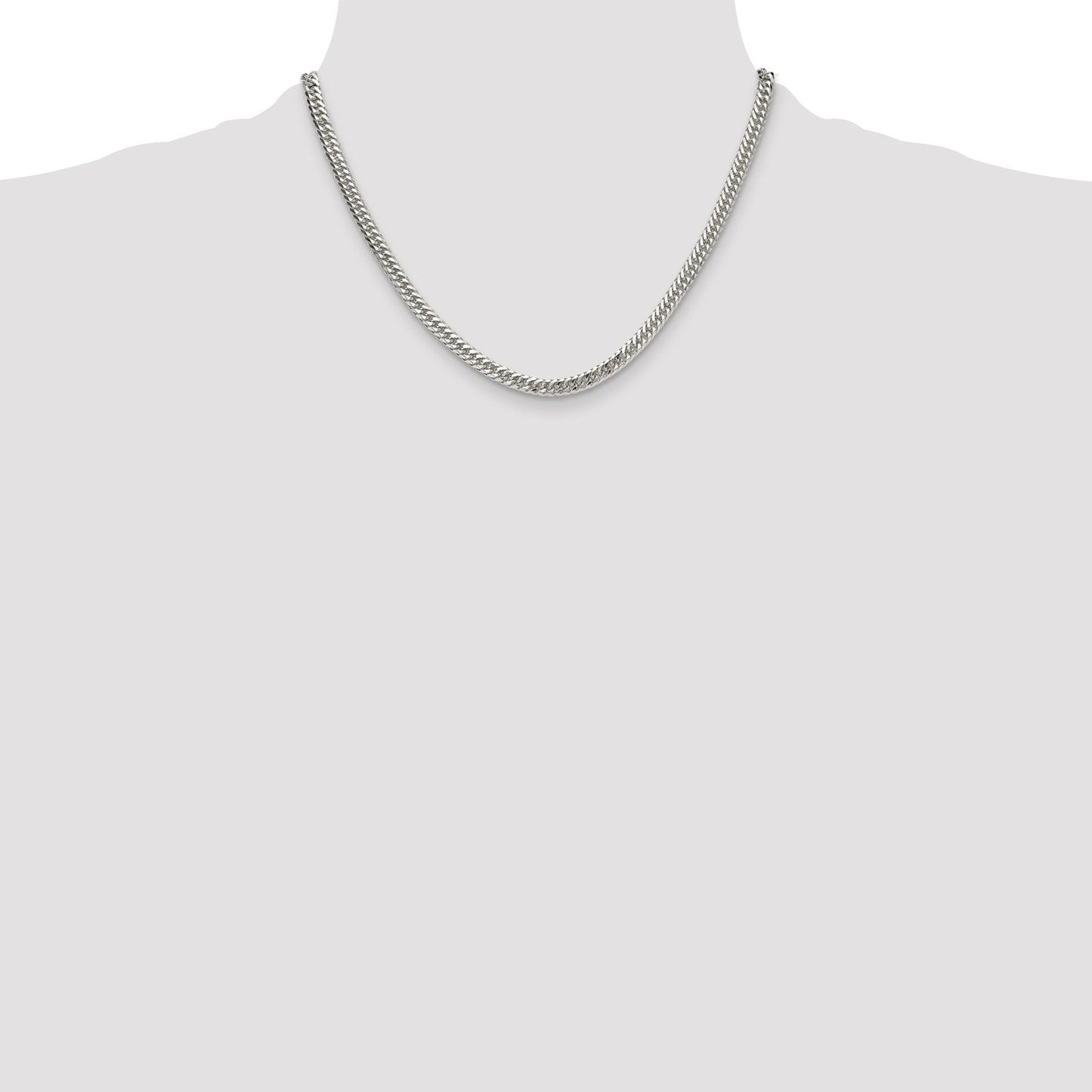 Sterling Silver Polished 4.8mm Double Diamond-cut Curb Chain