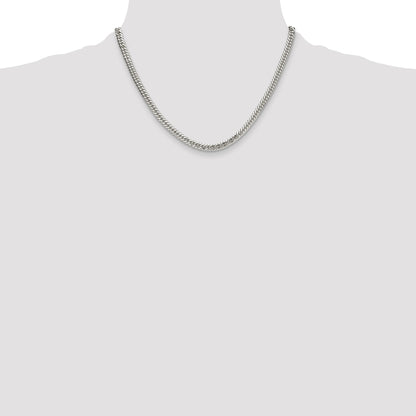 Sterling Silver Polished 4.8mm Double Diamond-cut Curb Chain