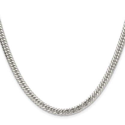 Sterling Silver Rhodium-plated 4.8mm Double Diamond-cut Curb Chain