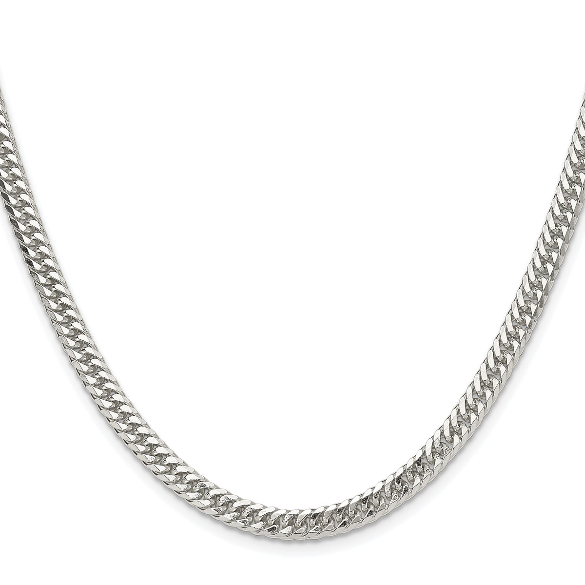 Sterling Silver Rhodium-plated 4.8mm Double Diamond-cut Curb Chain