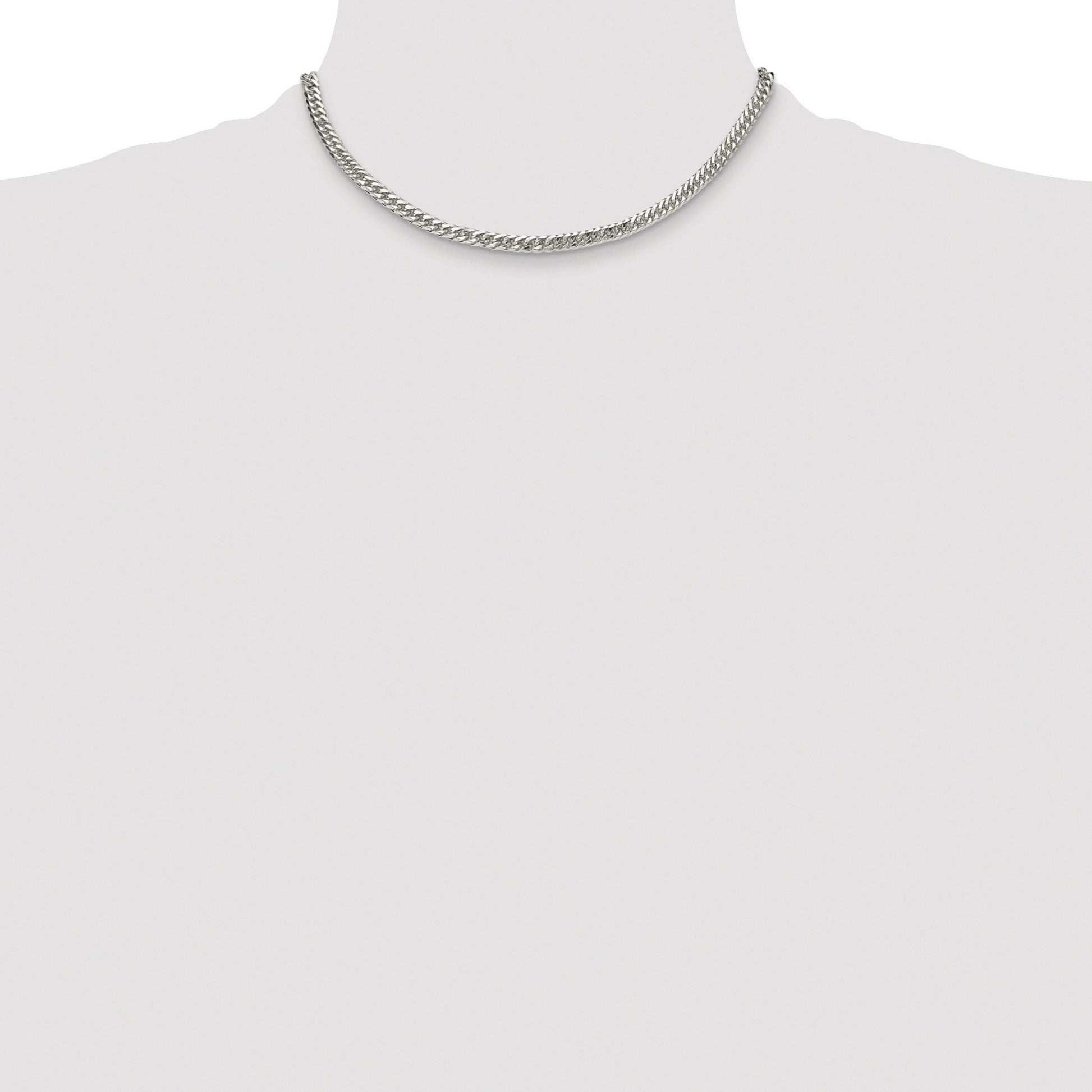 Sterling Silver Rhodium-plated 4.8mm Double Diamond-cut Curb Chain