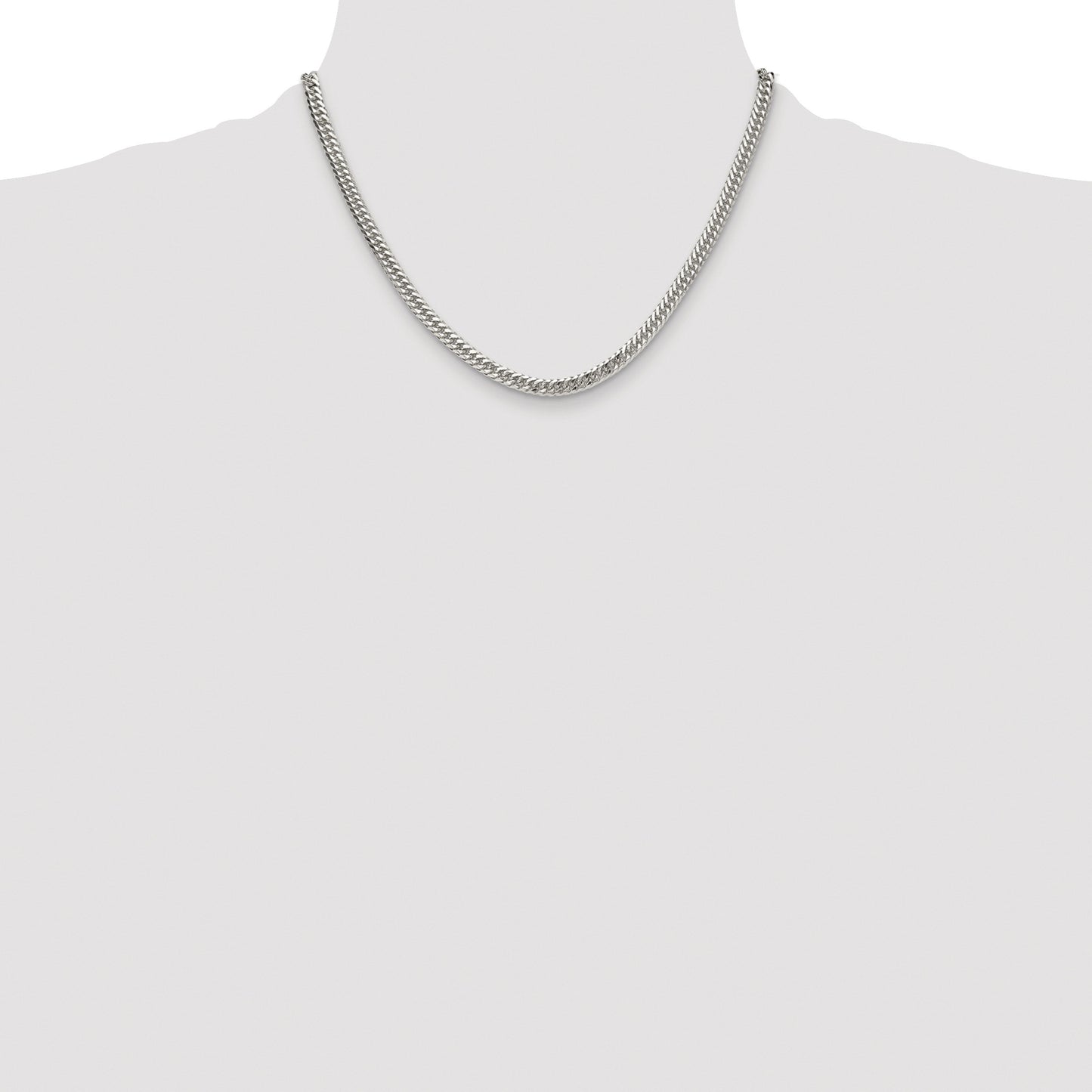Sterling Silver Rhodium-plated 4.8mm Double Diamond-cut Curb Chain