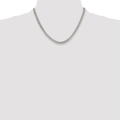 Sterling Silver Rhodium-plated 4.8mm Double Diamond-cut Curb Chain