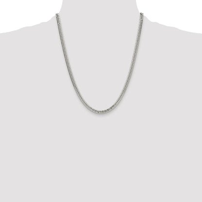 Sterling Silver Rhodium-plated 4.8mm Double Diamond-cut Curb Chain