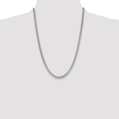 Sterling Silver Rhodium-plated 4.8mm Double Diamond-cut Curb Chain