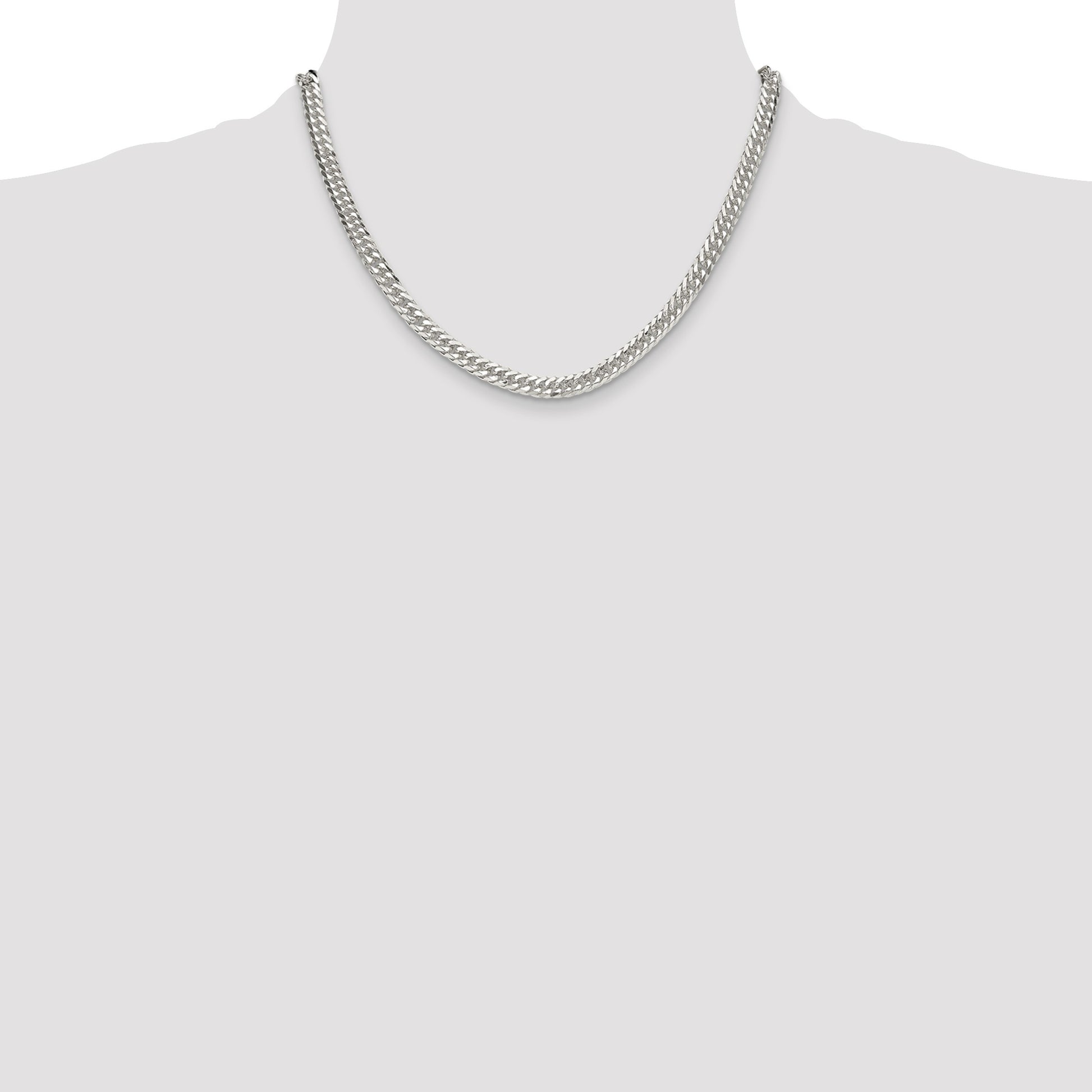 Sterling Silver Polished 5.7mm Double Diamond-cut Curb Chain