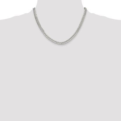 Sterling Silver Polished 5.7mm Double Diamond-cut Curb Chain