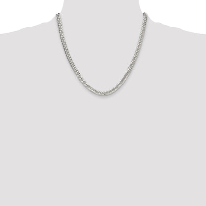Sterling Silver Polished 5.7mm Double Diamond-cut Curb Chain