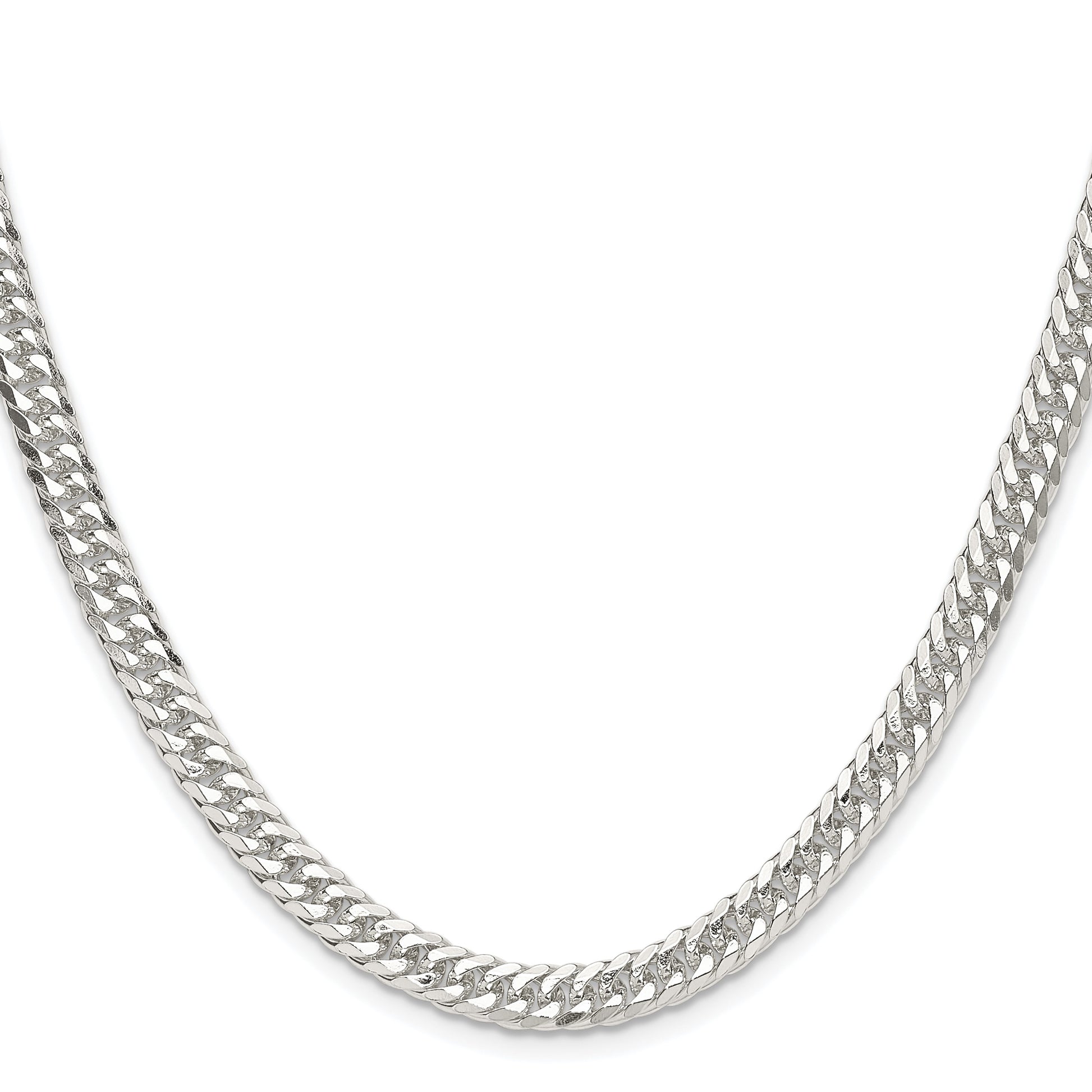 Sterling Silver Rhodium-plated 5.7mm Double Diamond-cut Curb Chain