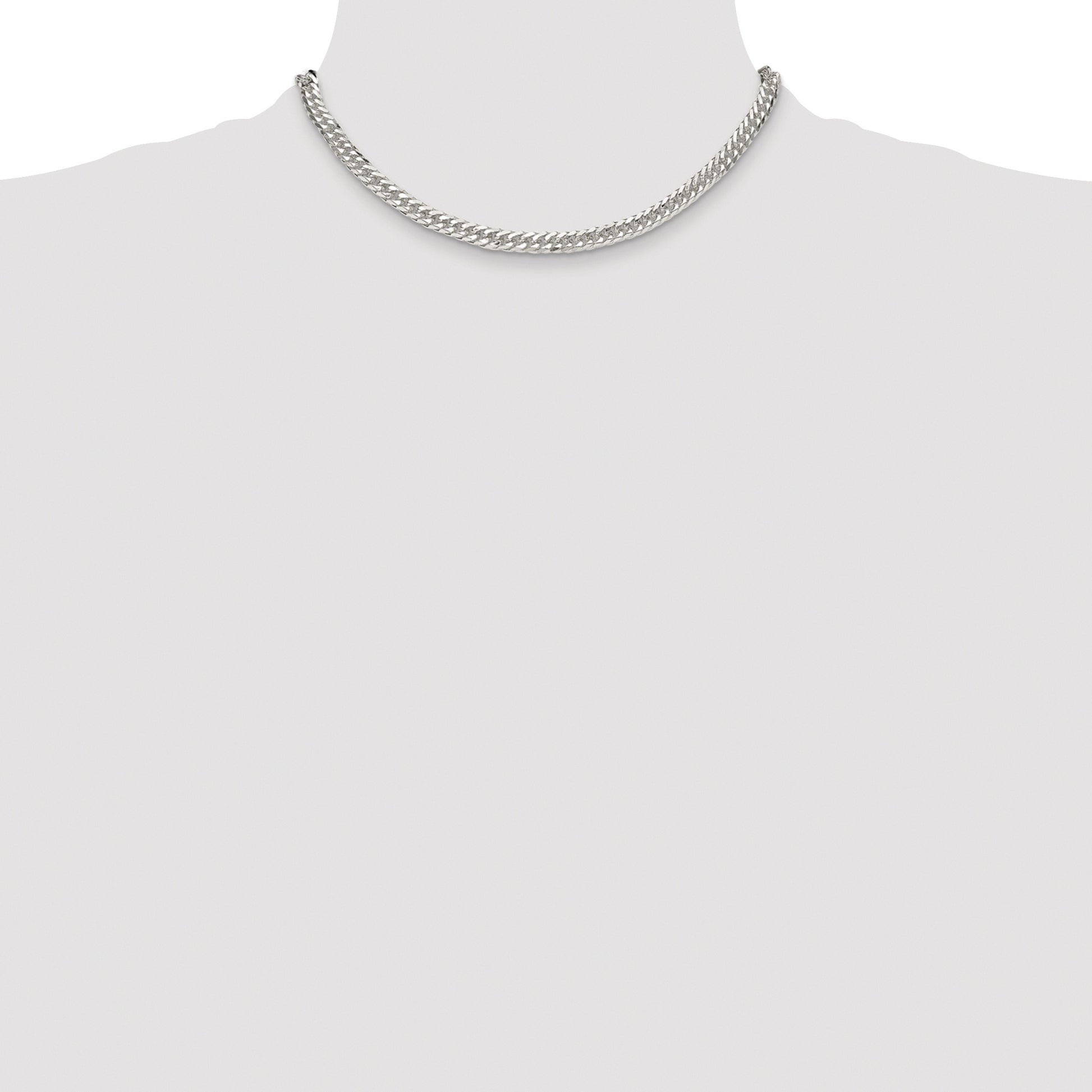 Sterling Silver Rhodium-plated 5.7mm Double Diamond-cut Curb Chain
