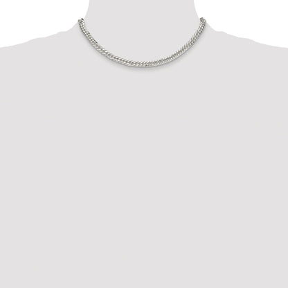 Sterling Silver Rhodium-plated 5.7mm Double Diamond-cut Curb Chain
