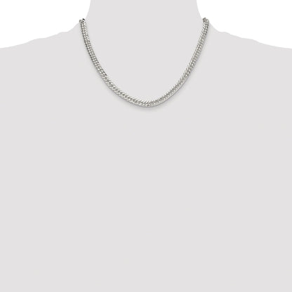 Sterling Silver Rhodium-plated 5.7mm Double Diamond-cut Curb Chain