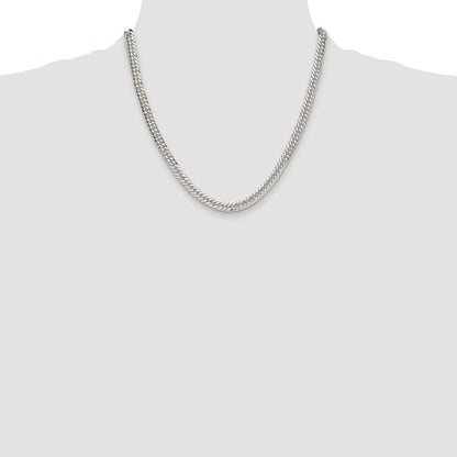 Sterling Silver Rhodium-plated 5.7mm Double Diamond-cut Curb Chain