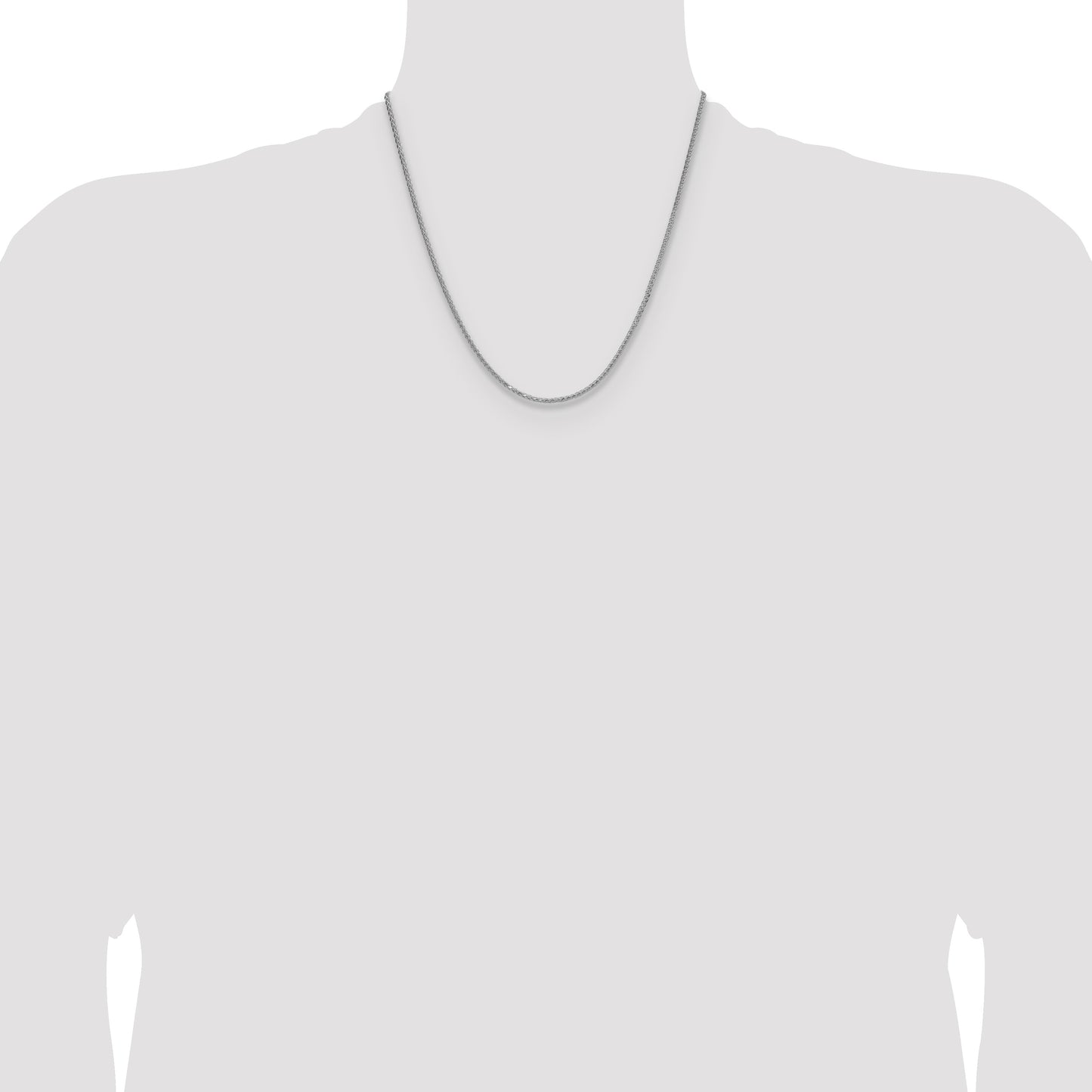 Sterling Silver Rhodium-plated 2.0mm 8 Sided D/C Double Spiga Chain