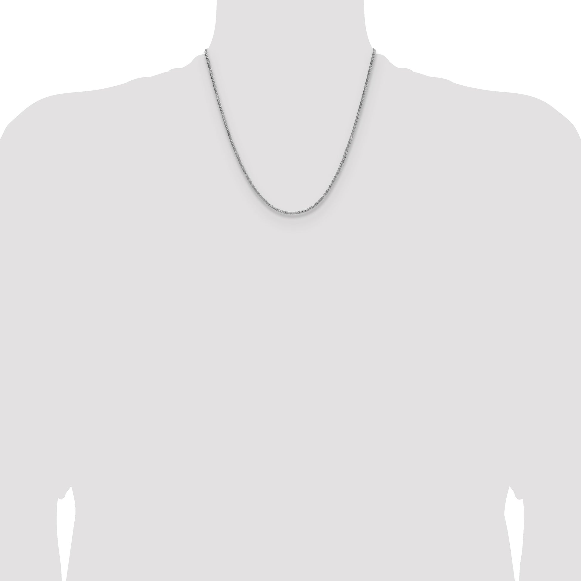 Sterling Silver Rhodium-plated 2.0mm 8 Sided D/C Double Spiga Chain